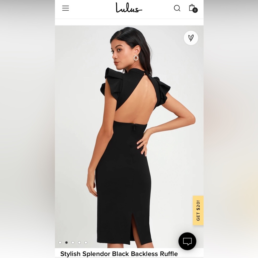 Lulu's Black Backless Ruffle Midi Dress